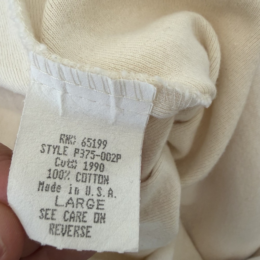 Vintage 90s Hang Ten Cropped Long Sleeve Shirt Surfer‎ Cream Geometric Stripe L - Picture 6 of 10